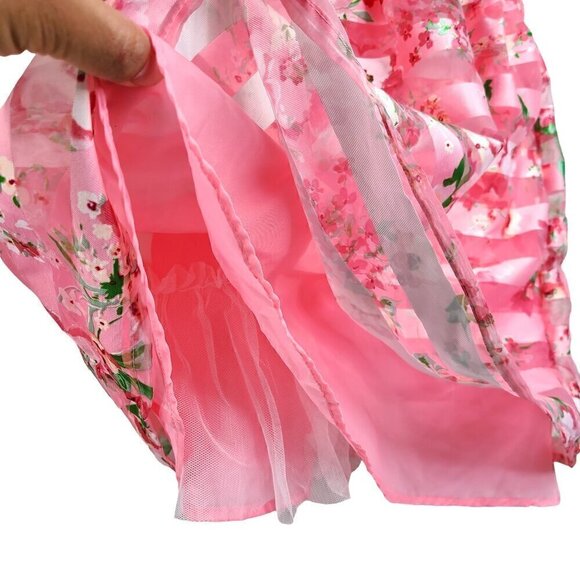 Lavender by Us Angels Pink Floral Striped Sleeveless Tulle Party Dress - Picture 5 of 7